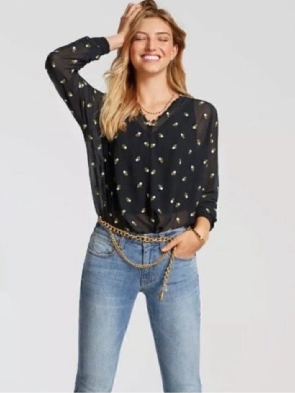 CAbi #5338 Floral Embroidered Blouse Spring 2018 XXS